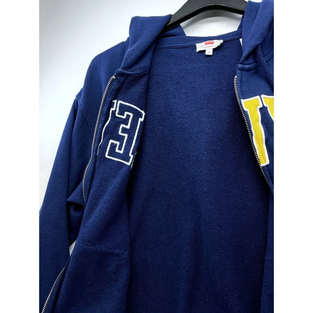 Levis Blue‎ Zip Hoodie M Spellout Logo Preppy Collegecore Athleisure Y2K Summer